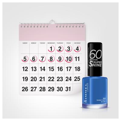 Rimmel London 60 Seconds Super Shine Nagellack für Frauen 8 ml Farbton  828 Danny Boy, Blue!