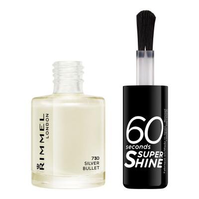 Rimmel London 60 Seconds Super Shine Nagellack für Frauen 8 ml Farbton  730 Silver Bullet