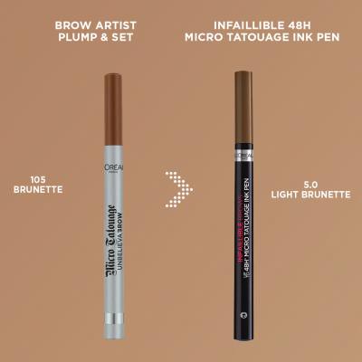 L&#039;Oréal Paris Infaillible Brows 48H Micro Tatouage Ink Pen Augenbrauenstift für Frauen 1 g Farbton  5.0 Light Brunette