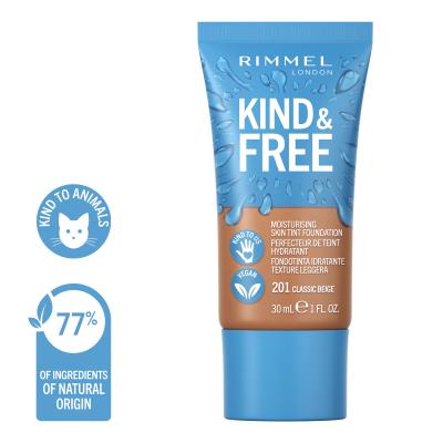 Rimmel London Kind &amp; Free Skin Tint Foundation Foundation für Frauen 30 ml Farbton  201 Classic Beige