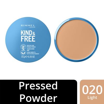 Rimmel London Kind &amp; Free Healthy Look Pressed Powder Puder für Frauen 10 g Farbton  020 Light