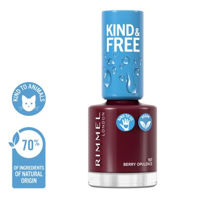 Rimmel London Kind &amp; Free Nagellack für Frauen 8 ml Farbton  157 Berry Opulence