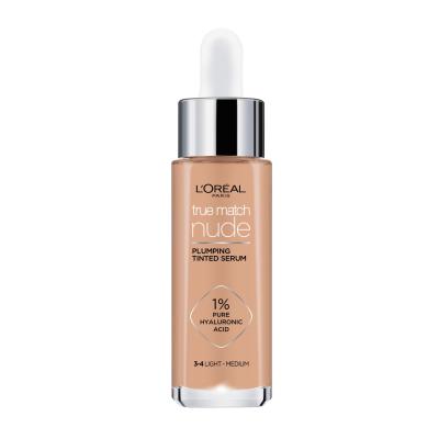 L&#039;Oréal Paris True Match Nude Plumping Tinted Serum Foundation für Frauen 30 ml Farbton  3-4 Light-Medium