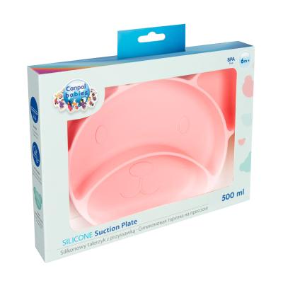 Canpol babies Silicone Suction Plate Pink Geschirr für Kinder 500 ml