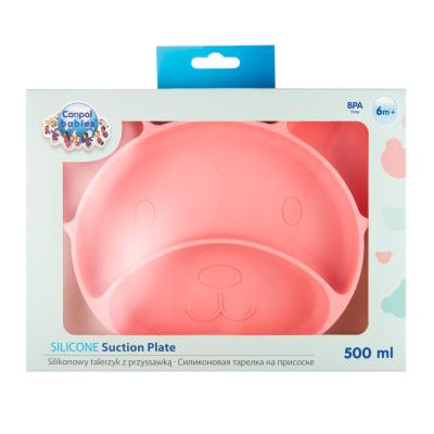 Canpol babies Silicone Suction Plate Pink Geschirr für Kinder 500 ml