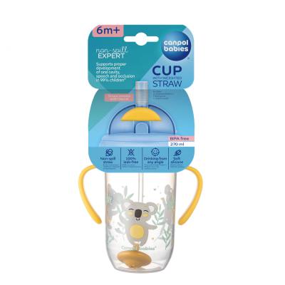 Canpol babies Exotic Animals Non-Spill Expert Cup With Weighted Straw Yellow Trinkbecher für Kinder 270 ml