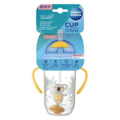 Canpol babies Exotic Animals Non-Spill Expert Cup With Weighted Straw Yellow Trinkbecher für Kinder 270 ml