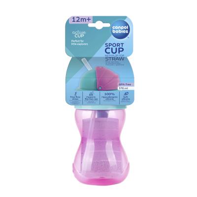 Canpol babies Active Cup Sport Cup With Flip-Top Straw Pink Trinkbecher für Kinder 370 ml