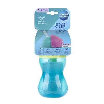 Canpol babies Active Cup Sport Cup With Flip-Top Straw Blue Trinkbecher für Kinder 370 ml