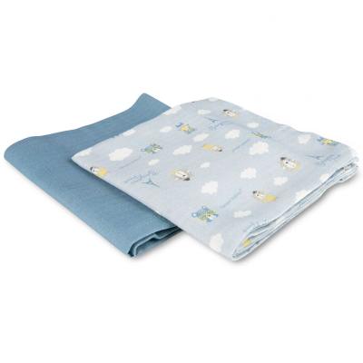 Canpol babies Bonjour Paris Muslin Squares Diapers Blue Stoffwindel für Kinder 2 St.