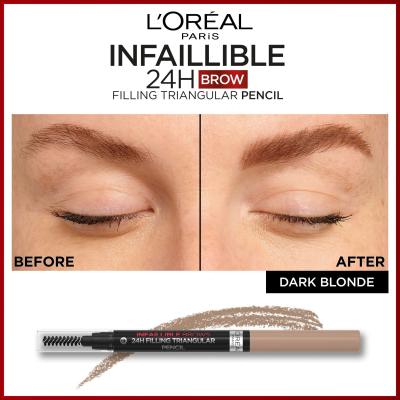 L&#039;Oréal Paris Infaillible Brows 24H Filling Triangular Pencil Augenbrauenstift für Frauen 1 ml Farbton  06 Dark Blonde