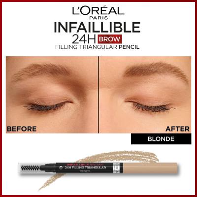 L&#039;Oréal Paris Infaillible Brows 24H Filling Triangular Pencil Augenbrauenstift für Frauen 1 ml Farbton  07 Blonde