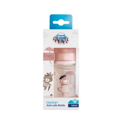 Canpol babies Bonjour Paris Easy Start Anti-Colic Bottle Pink 0m+ Babyflasche für Kinder 120 ml