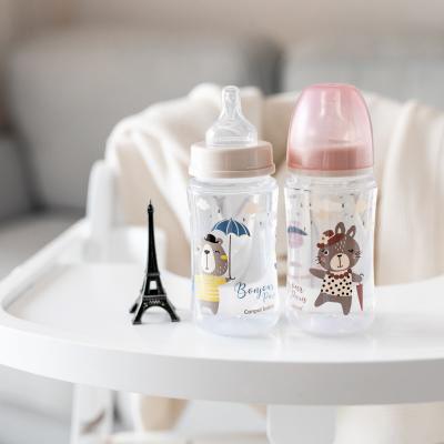 Canpol babies Bonjour Paris Easy Start Anti-Colic Bottle Blue 3m+ Babyflasche für Kinder 240 ml