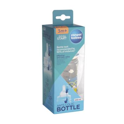 Canpol babies Bonjour Paris Easy Start Anti-Colic Bottle Blue 3m+ Babyflasche für Kinder 240 ml