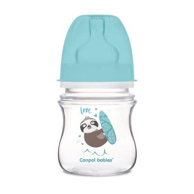 Canpol babies Exotic Animals Easy Start Anti-Colic Bottle Blue 0m+ Babyflasche für Kinder 120 ml