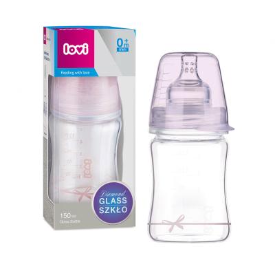 LOVI Baby Shower Glass Bottle Pink 0m+ Babyflasche für Kinder 150 ml