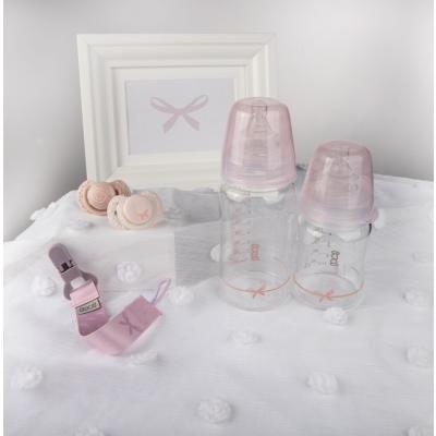 LOVI Baby Shower Glass Bottle Pink 3m+ Babyflasche für Kinder 250 ml