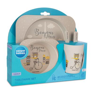 Canpol babies Bonjour Paris Tableware Set Beige Geschirr für Kinder Set