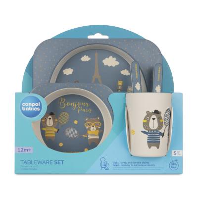 Canpol babies Bonjour Paris Tableware Set Blue Geschirr für Kinder Set