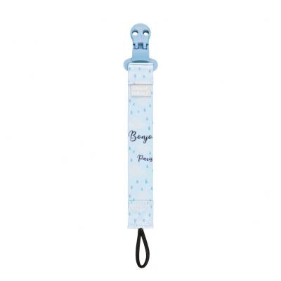 Canpol babies Bonjour Paris Soother Clip With Ribbon Blue Schnullerclip für Kinder 1 St.