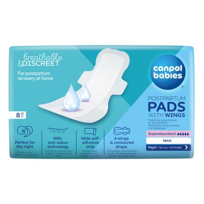 Canpol babies Breathable &amp; Discreet Night Postpartum Pads With Wings Wochenbett-Binden für Frauen 8 St.