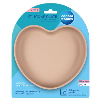 Canpol babies Silicone Suction Plate Heart Beige Geschirr für Kinder 300 ml