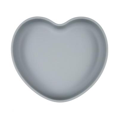 Canpol babies Silicone Suction Plate Heart Grey Geschirr für Kinder 300 ml