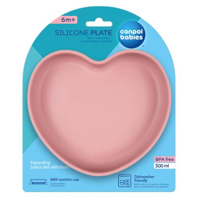 Canpol babies Silicone Suction Plate Heart Pink Geschirr für Kinder 300 ml