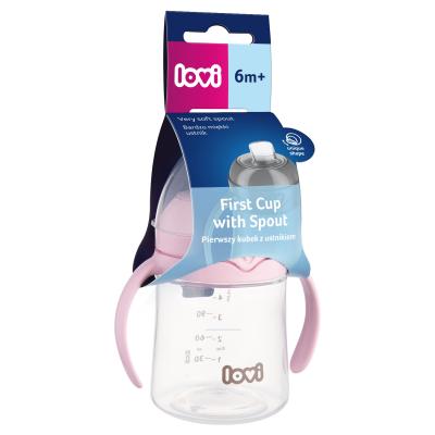 LOVI First Cup With Spout Pink 6m+ Trinkbecher für Kinder 150 ml