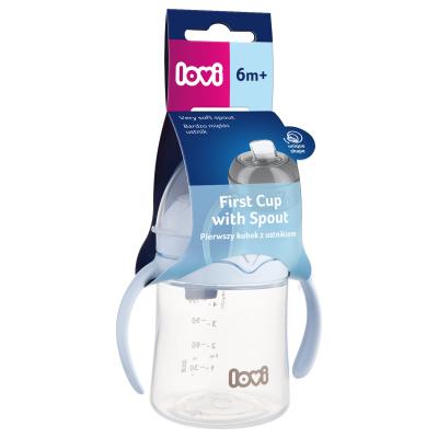 LOVI First Cup With Spout Blue 6m+ Trinkbecher für Kinder 150 ml