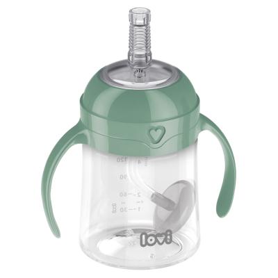 LOVI First Cup With Weighted Straw Green 6m+ Trinkbecher für Kinder 150 ml