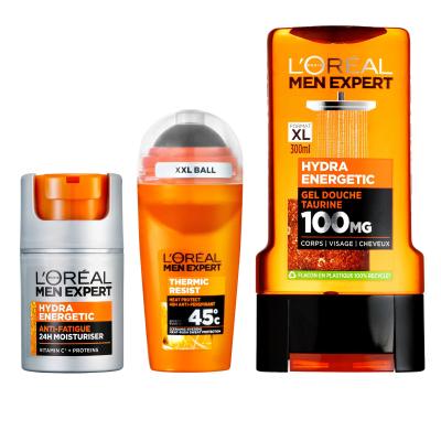 L&#039;Oréal Paris Men Expert Hydra Energetic Geschenkset Feuchtigkeitscreme Men Expert Hydra Energetic Daily Moisturizer 50 ml + Duschgel Men Expert Hydra Energetic 300 ml + Antiperspirant Men Expert Thermic Resist Antiperspirant 50 ml