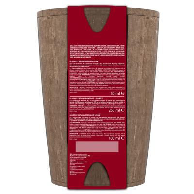 Old Spice Captain Geschenkset Deostick 50 ml + Duschgel 3in1 250 ml + Aftershave 100 ml + Holzfass