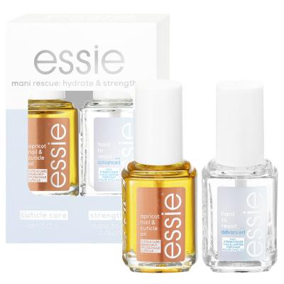 Essie Mani Rescue Hydrate &amp; Strengthen Geschenkset Nagelpflege Apricot Nail &amp; Cuticle Oil 13,5 ml + Nagelpflege Hard To Resist Advanced Nail Strengthener 13,5 ml