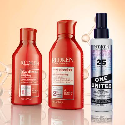 Redken Frizz Dismiss Dream Big Geschenkset Frizz Dismiss Shampoo 300 ml + Frizz Dismiss Conditioner 300 ml + Haarpflege One United All-In-One Multi-Benefit Treatment 150 ml