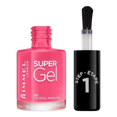 Rimmel London Super Gel STEP1 Nagellack für Frauen 12 ml Farbton  032 Cocktail Passion