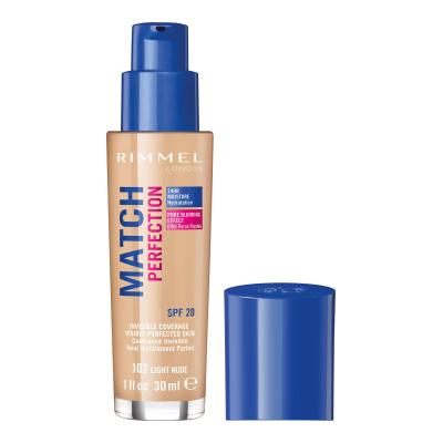 Rimmel London Match Perfection SPF20 Foundation für Frauen 30 ml Farbton  102 Light Nude