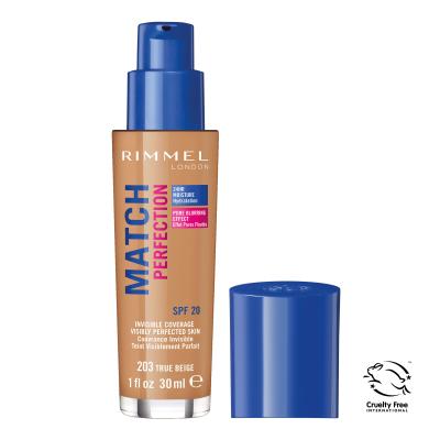 Rimmel London Match Perfection SPF20 Foundation für Frauen 30 ml Farbton  203 True Beige