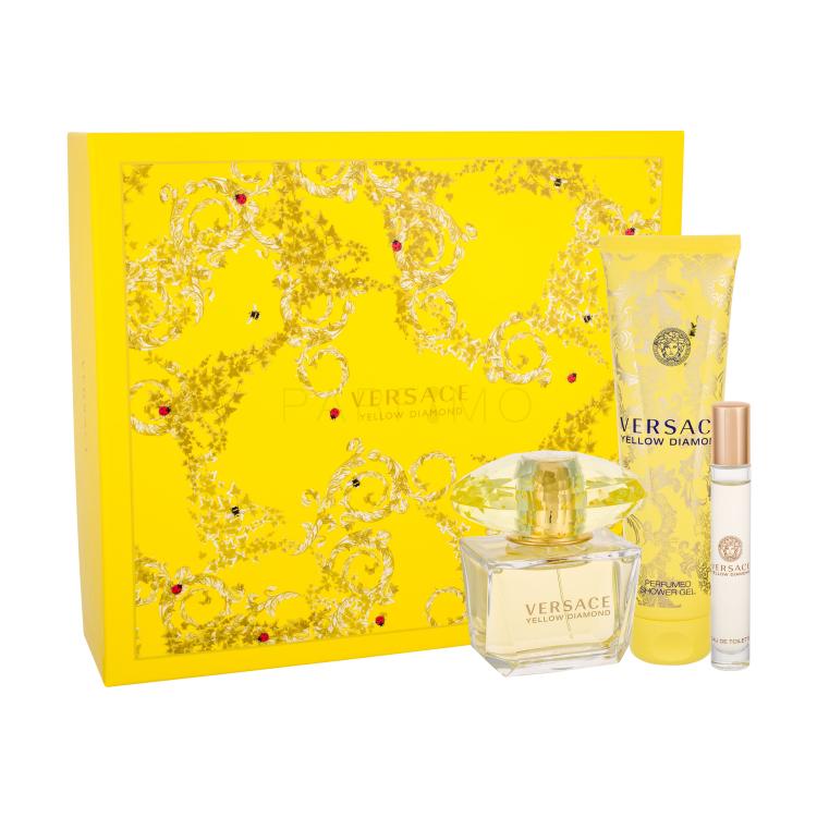 Versace Yellow Diamond Geschenkset Edt 90 ml + Duschgel 150 ml + Edt 10 ml