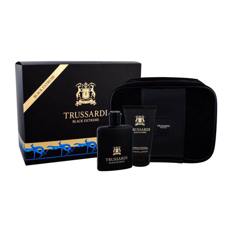 Trussardi Black Extreme Geschenkset Edt 100ml + Duschgel 100 ml + Kosmetiktasche