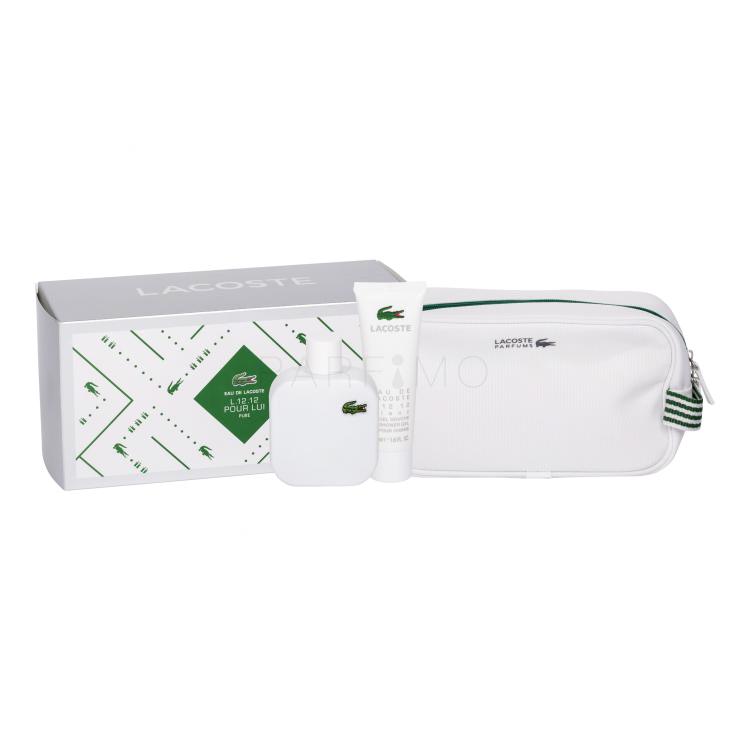 Lacoste L.12.12 Blanc Geschenkset Edt 100 ml + Duschgel 50 ml + Kosmetiktasche