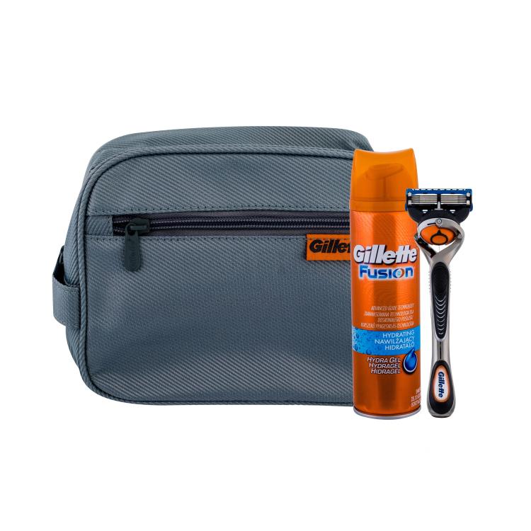 Gillette Fusion Proglide Flexball Geschenkset Rasierer mit einer Klinge 1 St + Rasiergel Hydrating 200 ml + Kosmetiktasche