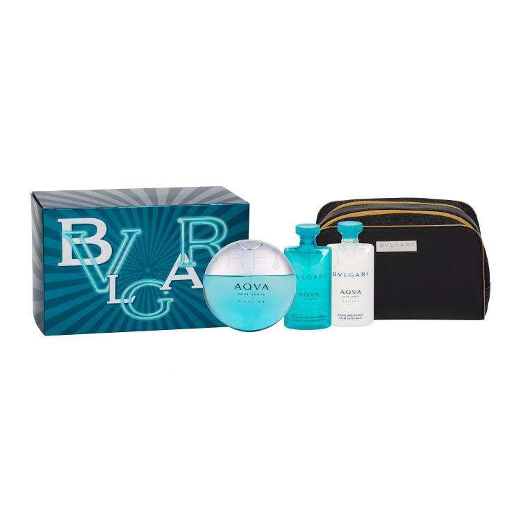 Bvlgari Aqva Pour Homme Marine Geschenkset Edt 100 ml + Rasierbalsam 75 ml + Duschgel 75 ml + Kosmetiktasche