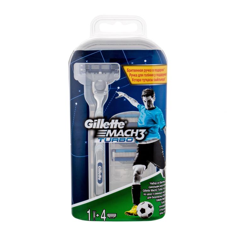 Gillette Mach3 Turbo Geschenkset Rasierer mit einer Klinge 1 St + Ersatzklinge 3 St