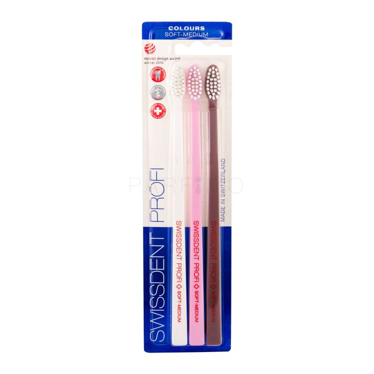 Swissdent Profi Colours Trio Soft-Medium Zahnbürste 3 St. Farbton  White, Pink, Light Brown