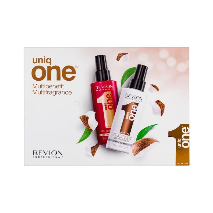 Revlon Professional Uniq One Duo Kit Geschenkset Nicht auszuspülende Haarmaske 150 ml + Nicht auszuspülende Haarmaske Coconut 150 ml