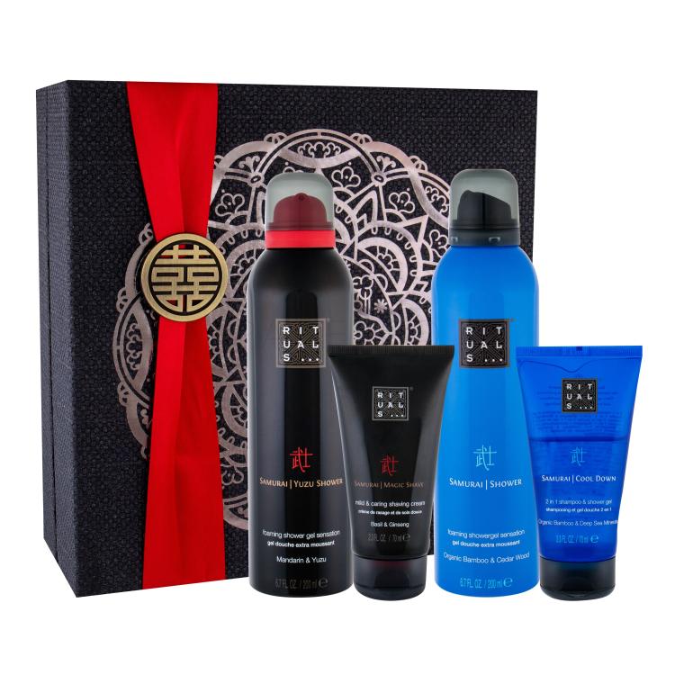 Rituals The Ritual Of Samurai Geschenkset sprchovacia pena Samurai 200 ml + sprchovacia pena Yuzu 200 ml + krém na holenie 70 ml + šampón &amp; sprchovací gél Cool Down 70 ml