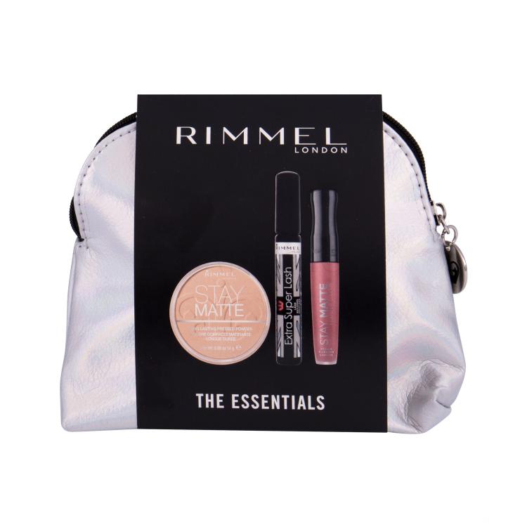 Rimmel London Extra Super Lash Geschenkset Mascara  Extra Super Lash 8 ml + Puder Stay Matte 14 g 001 Transparent + Lippenstift Stay Matte 5,5 ml 110 Blush + Kosmetiktasche