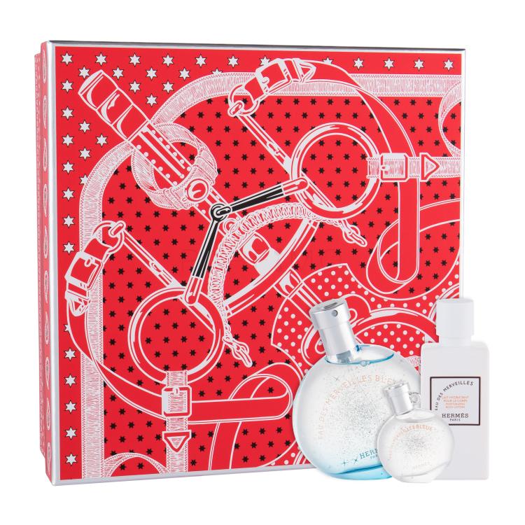 Hermes Eau Des Merveilles Bleue Geschenkset Edt 50 ml + Körpermilch 40 ml + Edt 7,5 ml